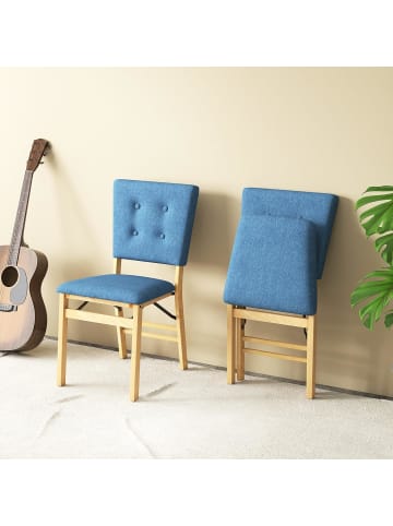 COSTWAY 2er Set Klappstühle Esszimmerstühle in Blau