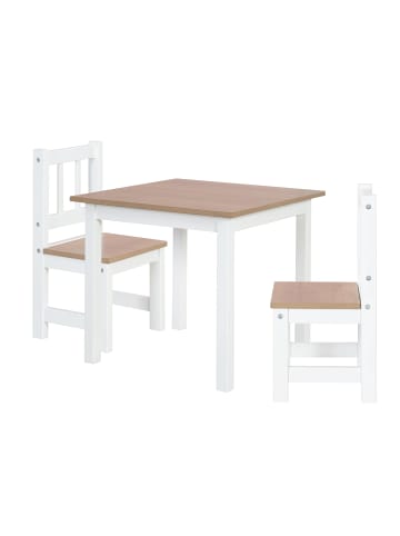 roba Kindersitzgruppe 'Woody', 2 Stühle & Tisch, Holzdekor/Weiß