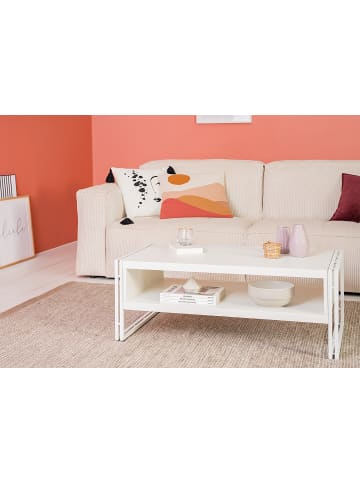 home24 home24 Couchtisch aus beschichteter Spanplatte & Metallgestell in Weiß in Weiß