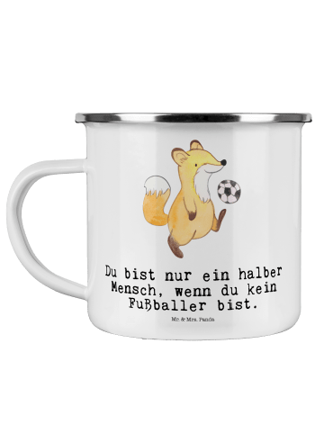 Mr. & Mrs. Panda Reisebecher Fußballer Herz mit Spruch in Weiß
