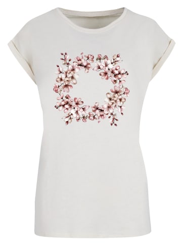 F4NT4STIC T-Shirt Rosa Frühlings Blumenkranz Dekor in Whitesand