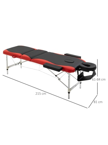 HOMCOM Massageliegen-215B x 81T x 61-84H cm-Schwarz+Rot