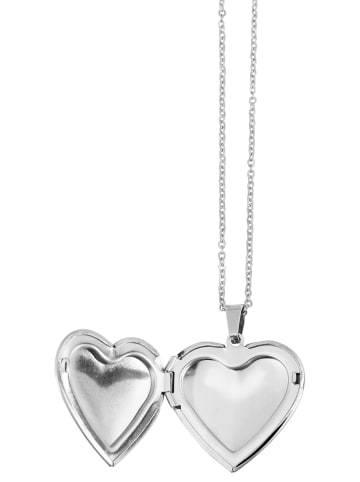 Adeliás Damen Halskette – Medaillon aus Edelstahl 43+5 in silber