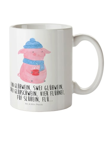 Mr. & Mrs. Panda Mehrwegbecher Schweinchen Glühwein mit Spruch in Weiß
