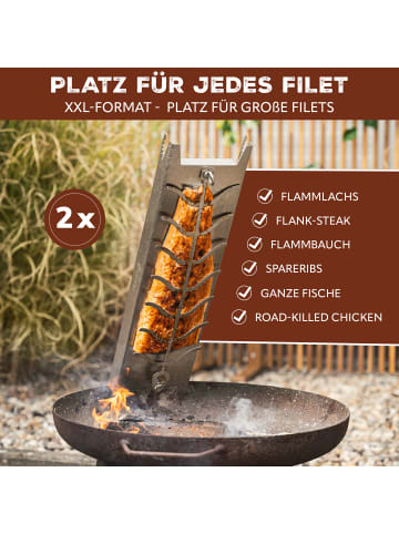 eluno Flammlachshalter 2er Set aus Edelstahl, ca. 16 x 60 x 4 cm (B/H/T)