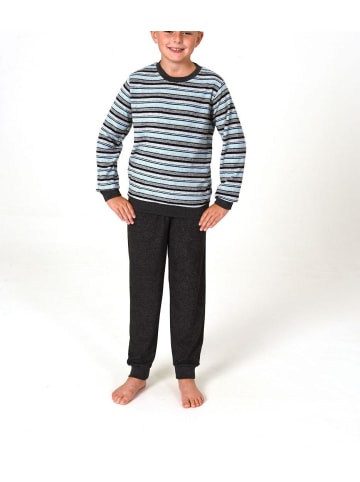 NORMANN Frottee Pyjama Schlafanzug Bündchen - 82592 in hellblau