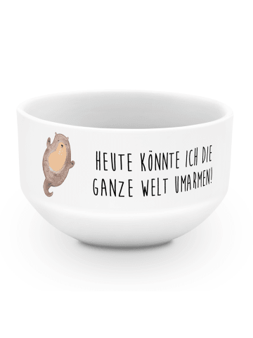 Mr. & Mrs. Panda Obstschale Otter Umarmen mit Spruch in Weiß