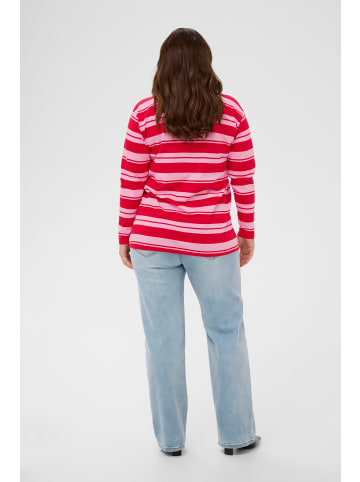 KAFFE curve Langarm-Shirt KCwinni Loose fit in True Red/Pink Stripes