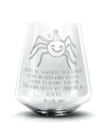 Mr. & Mrs. Panda Whiskyglas Spinne Agathe Party mit Spruch in Transparent