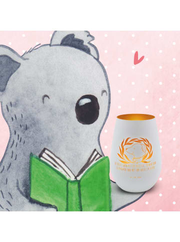 Mr. & Mrs. Panda Windlicht Outdoor Hund Blumen mit Spruch in Weiß