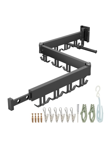 relaxdays Wand-Wäscheständer in Schwarz