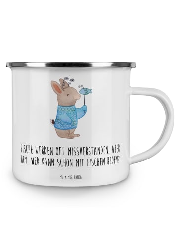Mr. & Mrs. Panda Teetasse Fische Geheimnisse mit Spruch in Weiß