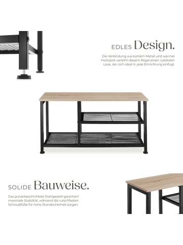 tectake Schuhregal Taunton 80 x 30 x 45,5 cm, Industrial Holz hell, Eiche Sonoma