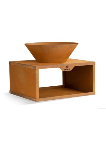 Landmann Feuerschale mit Holzlager 60x50x54cm braun Braun