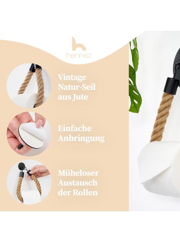 HENNEZ Toilettenpapier-Halter Rope Stick 4,5  Braun