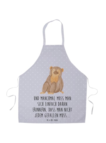 Mr. & Mrs. Panda Schürze Affe mit Spruch in Grau Pastell