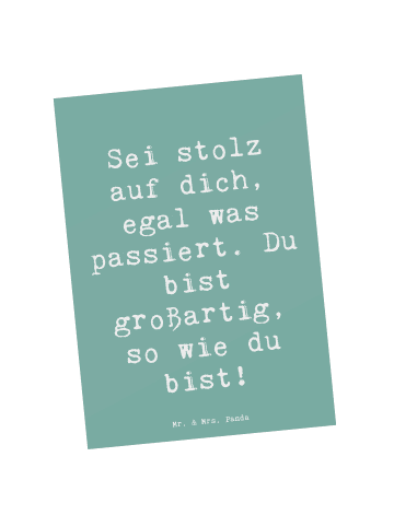 Mr. & Mrs. Panda Postkarte Spruch Mit Enttäuschungen umgehen Sto... in Meeresbrise