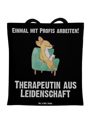 Mr. & Mrs. Panda Tragetasche Therapeutin Leidenschaft mit Spruch in Schwarz