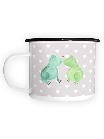 Mr. & Mrs. Panda XL Emaille Tasse Frosch Liebe ohne Spruch in Grau Pastell
