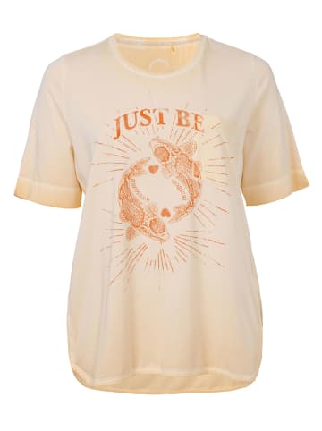 FRAPP  T-Shirt Bequemes Shirt mit Motiv-Print in apricot multicolor