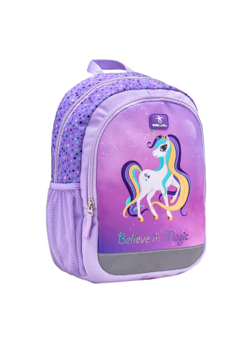 Belmil Kindergartenrucksack "Kiddy Plus Unicorn Purple" in helllila, lila  Brustgurt, Namensschild, H 33 cm L 23 cm T 13 cm