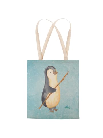 Mr. & Mrs. Panda Tasche Pinguin Angler ohne Spruch in Eisblau