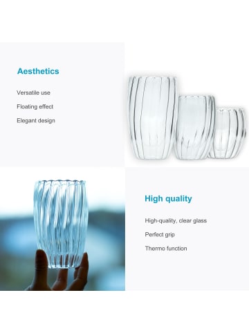 Intirilife Doppelwandiges Thermo Glas Set Kaffee Tee 350 ml in 4x 350 Transparent
