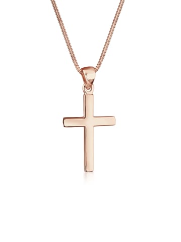 Elli Halskette 925 Sterling Silber Kreuz in Rosegold