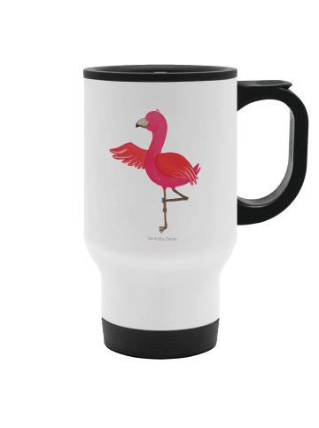 Mr. & Mrs. Panda Kaffeebecher Flamingo Yoga ohne Spruch in Weiß