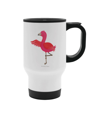 Mr. & Mrs. Panda Thermobecher Flamingo Yoga ohne Spruch in Weiß