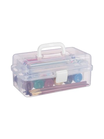 relaxdays Aufbewahrungsbox in Transparent/ Weiß - (B)33 x (H)14,5 x(T)19 cm