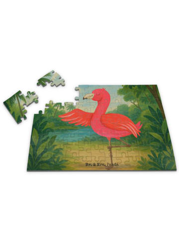 Mr. & Mrs. Panda Puzzle Flamingo Yoga Design ohne Spruch in Weiß