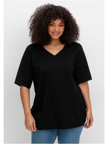 sheego Jerseyshirt in schwarz