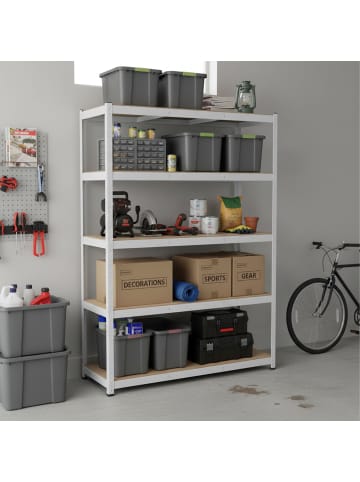relaxdays Schwerlastregal in Weiß/ Braun - (B)120 x (H)200 x (T)60 cm
