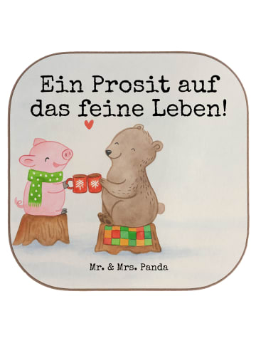 Mr. & Mrs. Panda Untersetzer Glühschwein Sause Design mit Spruch in Weiß