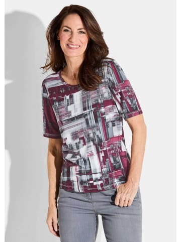 GOLDNER Shirt Shirt in bordeaux / anthrazit / weiß / gemustert