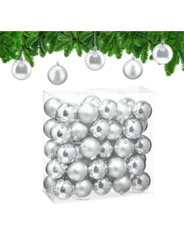 relaxdays 50-tlg. Weihnachtskugeln Set in Silber