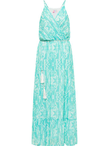 IZIA Damen Midikleid Mit Batikprint in Türkis