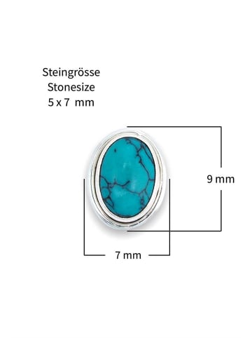 mantraroma 925er Silber - Ohrstecker (L) 9 x (B) 7 mm mit Türkis