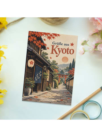 Ansichtskarte Straße nostalgisch Design mit Spruch in Weiß