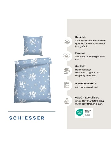 Schiesser Feinbiber-Bettwäsche-Set Skadi in Blau
