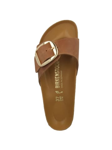 Birkenstock Pantolette Madrid Big Buckle geöltes Nubukleder schmal in braun