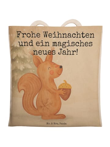Mr. & Mrs. Panda Tasche Eichhörnchen Weihnachten Design mit Spruch in Weiß