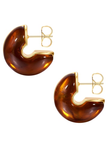 Yokoamii Ohrringe Ohrstecker aus Metall-Legierung mit Kunststoff in gelbgold