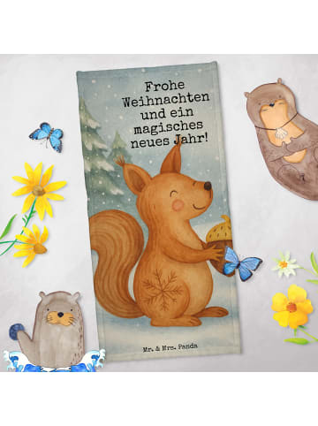 Mr. & Mrs. Panda Reisehandtuch Eichhörnchen Weihnachten Design m... in Eisblau