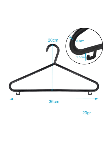 Intirilife Kleiderbügel mit Hosensteg 36 x 1 x 15 cm in Schwarz (10 Stück)