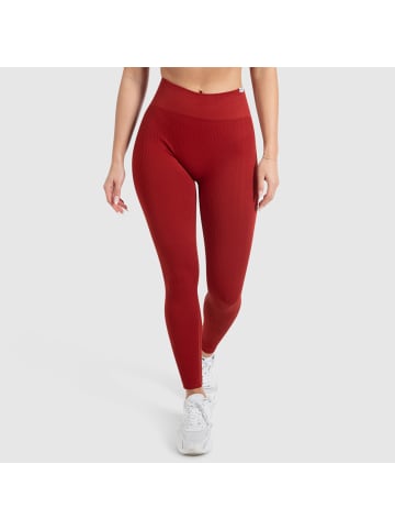 SMILODOX Kompression Leggings Amaze Ripp in Weinrot