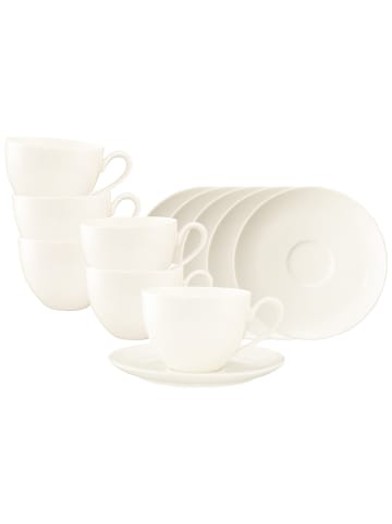 Seltmann Weiden 6er Set Milchkaffeetassen mit Untertassen Savona Fine Diamond in 340 ml in creme