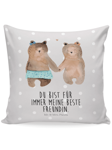 Mr. & Mrs. Panda 40x40 Kissen Bär Freundin mit Spruch in Grau Pastell