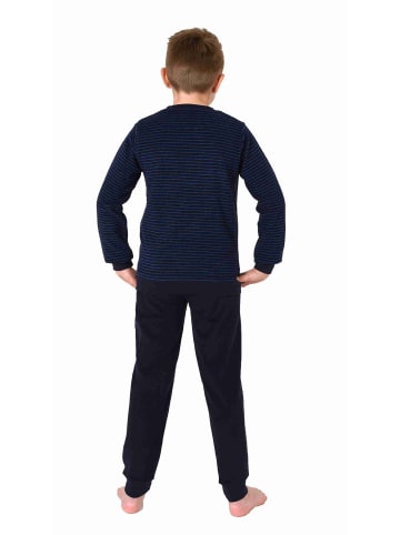 NORMANN langarm Frottee Schlafanzug Pyjama Bündchen - 77720 in blau